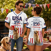 Custom Upload Photo Golden Retriever USA 250th Anniversary Baseball Jersey 1776-2026 Patriotic Dog Lovers Shirt