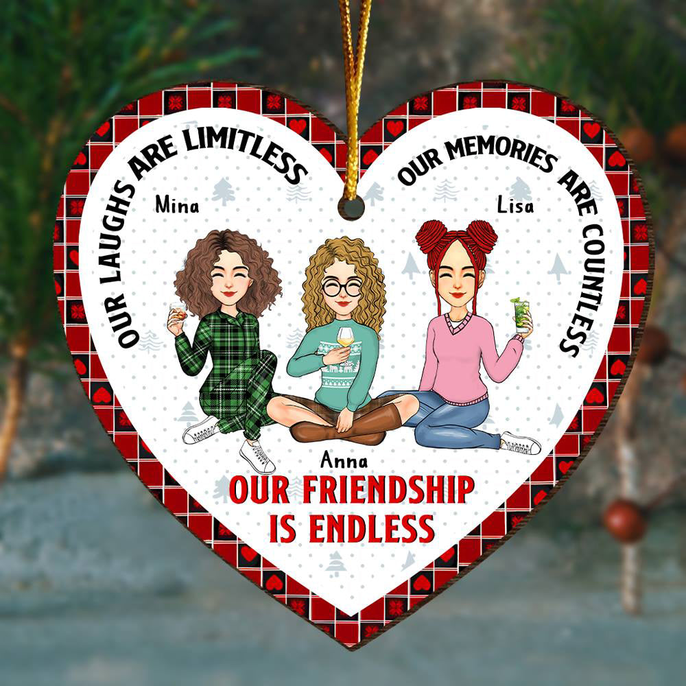 Our Friendship Is Endless Personalized Heart Wooden Ornament Na02
