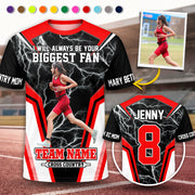 Personalized Cross Country Mom Shirt, I’ll Always Be Your Biggest Fan, Custom Player Name & Number All Over Print Game Day Shirt for Mom Grandma Family Vr2 Hv01 