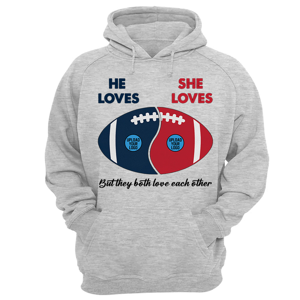 Custom Football Team Logo Gifts For Couple Shirt - Personalized American Football Shirts Tu20