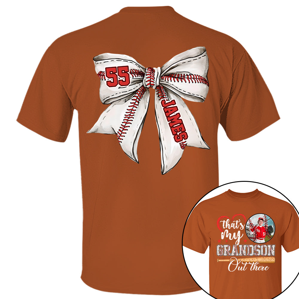Custom Photo That's My Grandson Out There Baseball Family Shirt - N3005 VH01