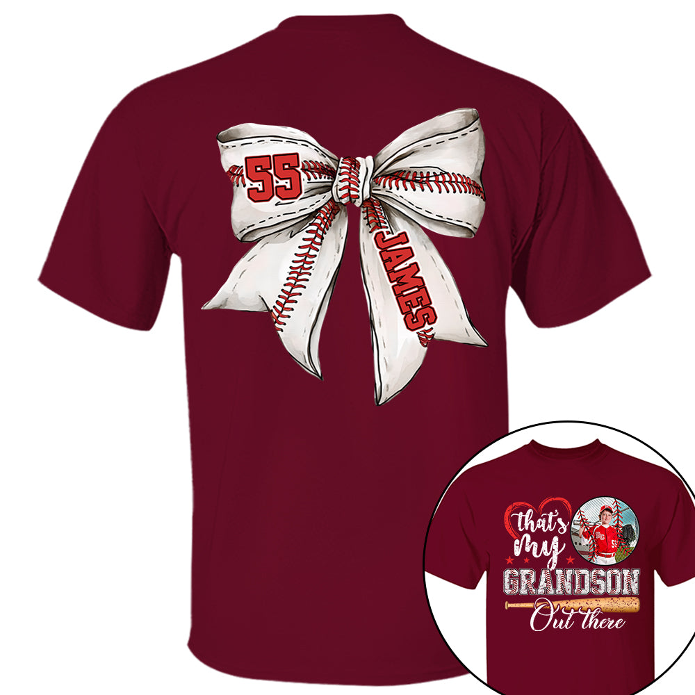Custom Photo That's My Grandson Out There Baseball Family Shirt - N3005 VH01