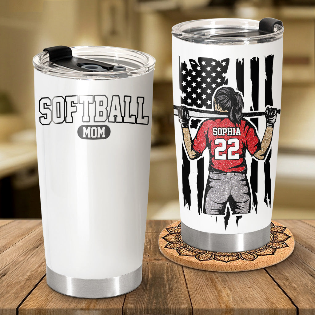 Softball Mom - I'll Always Be Your Biggest Fan Personalized Tumbler For Softball Family NA02 VH01