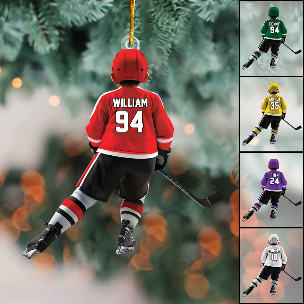 Personalized Kid Hockey Player Ornament - Gifts For Kid Hockey Lovers Tu20