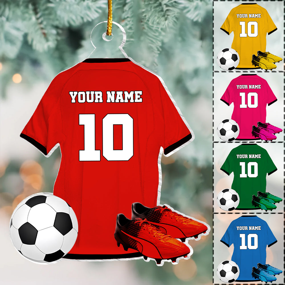 Personalized Soccer Christmas Ornament, Custom Name Number and Color Ornament Gift for Soccer Players Soccer Ball Ornament Soccer Lover Gift