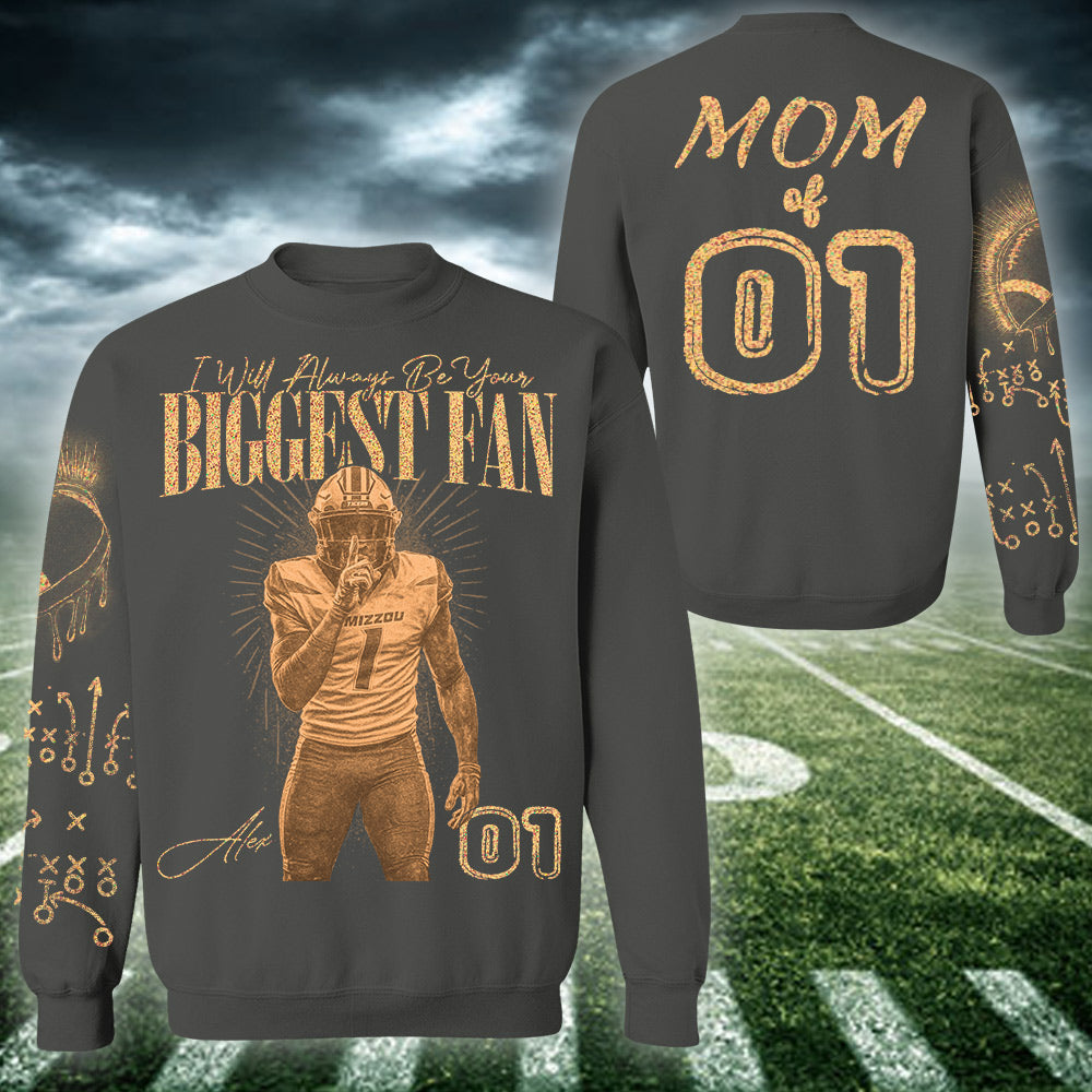 I'll Always Be Your Biggest Fan Personalized Bleach Style Football Shirt For Football Mom Vr2 Na02