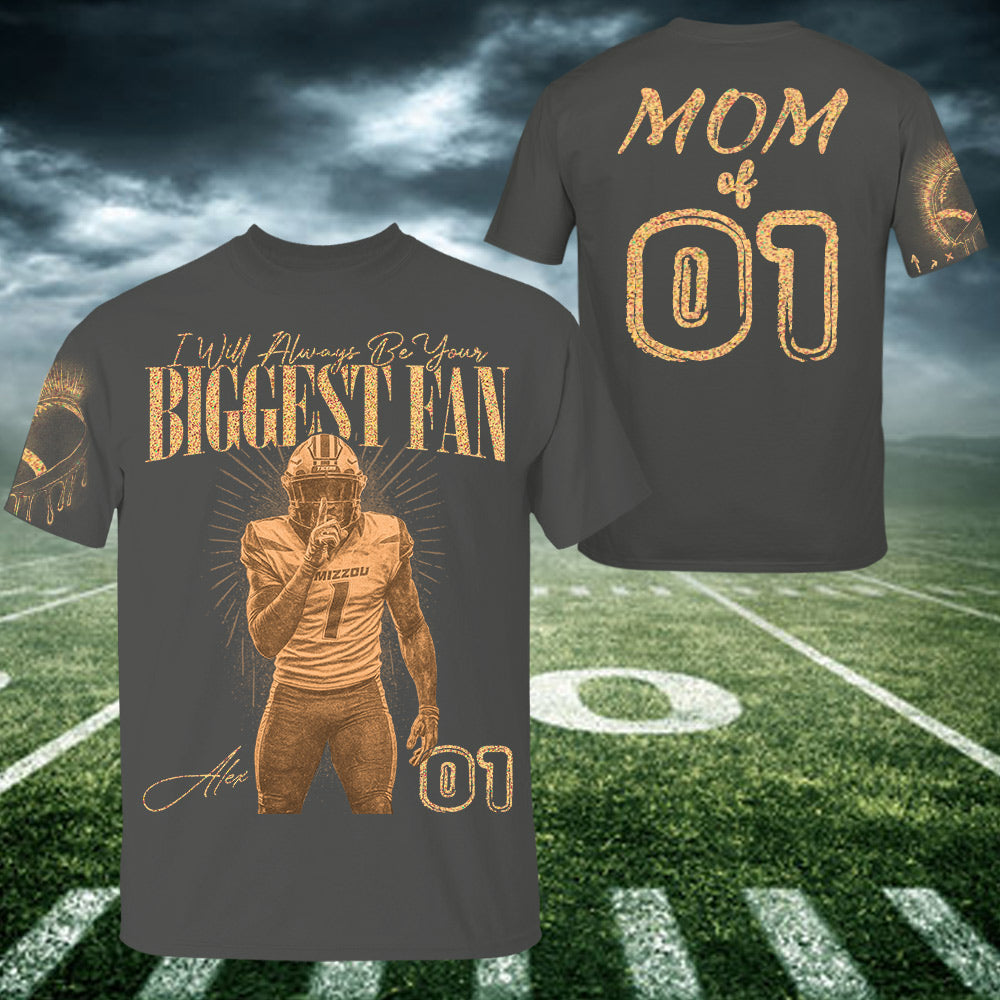 I'll Always Be Your Biggest Fan Personalized Bleach Style Football Shirt For Football Mom Vr2 Na02