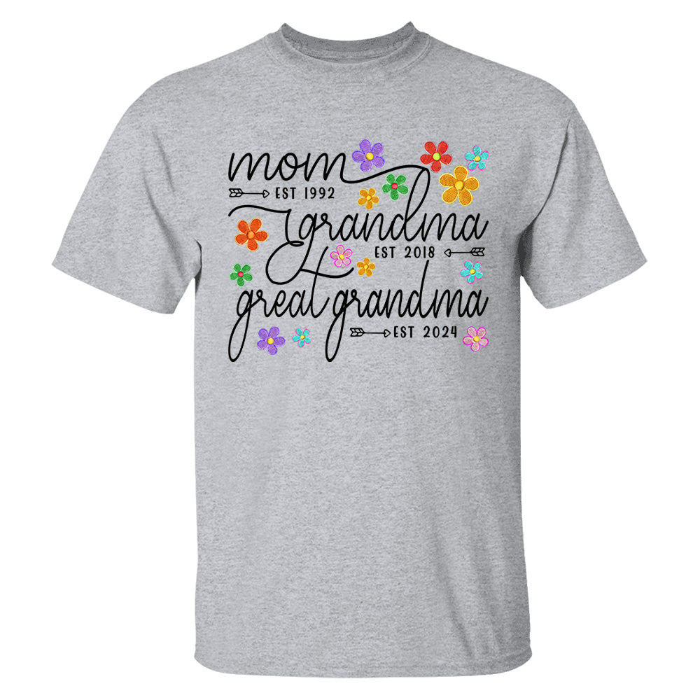 Mom Grandma Great Grandma Est Flower Color With Grandkids, Mother's Day Gift
