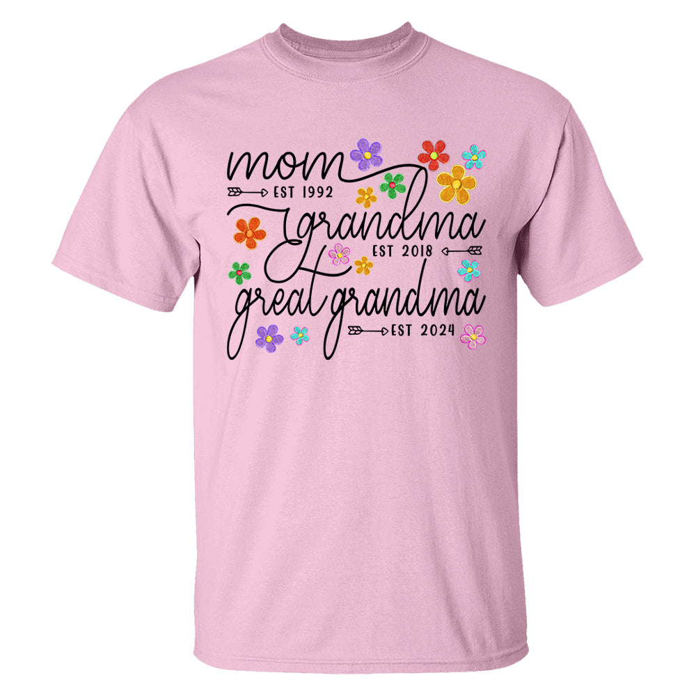 Mom Grandma Great Grandma Est Flower Color With Grandkids, Mother's Day Gift