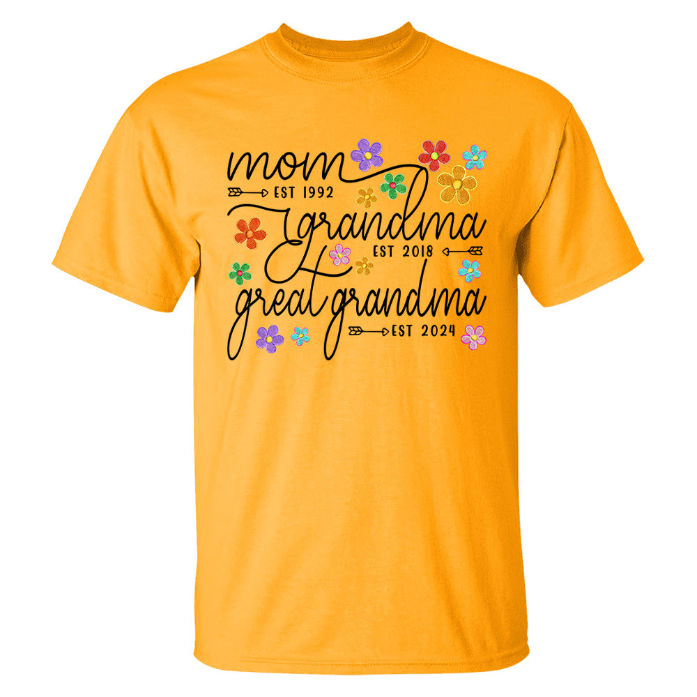 Mom Grandma Great Grandma Est Flower Color With Grandkids, Mother's Day Gift