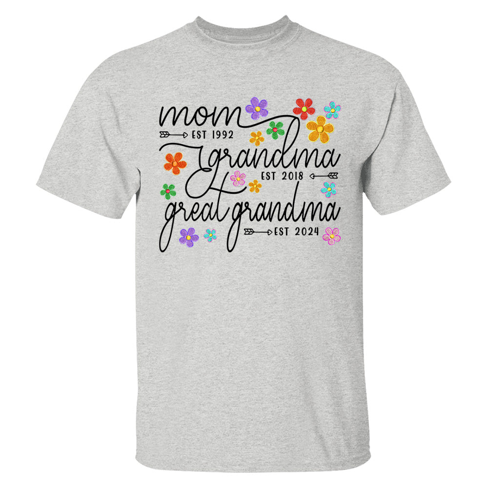 Mom Grandma Great Grandma Est Flower Color With Grandkids, Mother's Day Gift