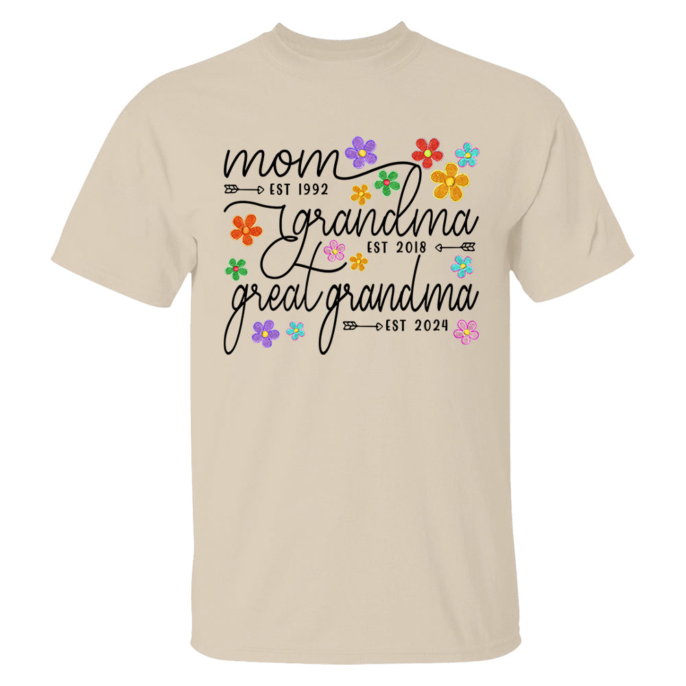 Mom Grandma Great Grandma Est Flower Color With Grandkids, Mother's Day Gift