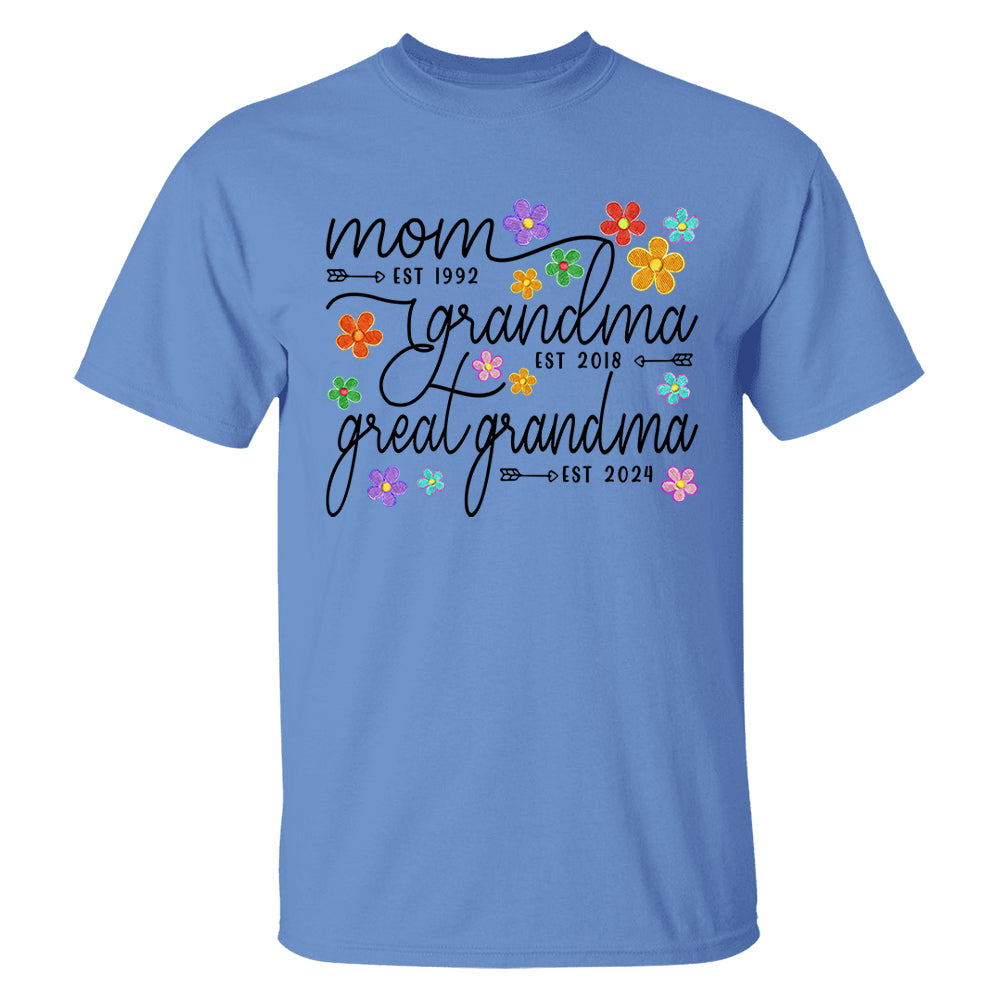 Mom Grandma Great Grandma Est Flower Color With Grandkids, Mother's Day Gift