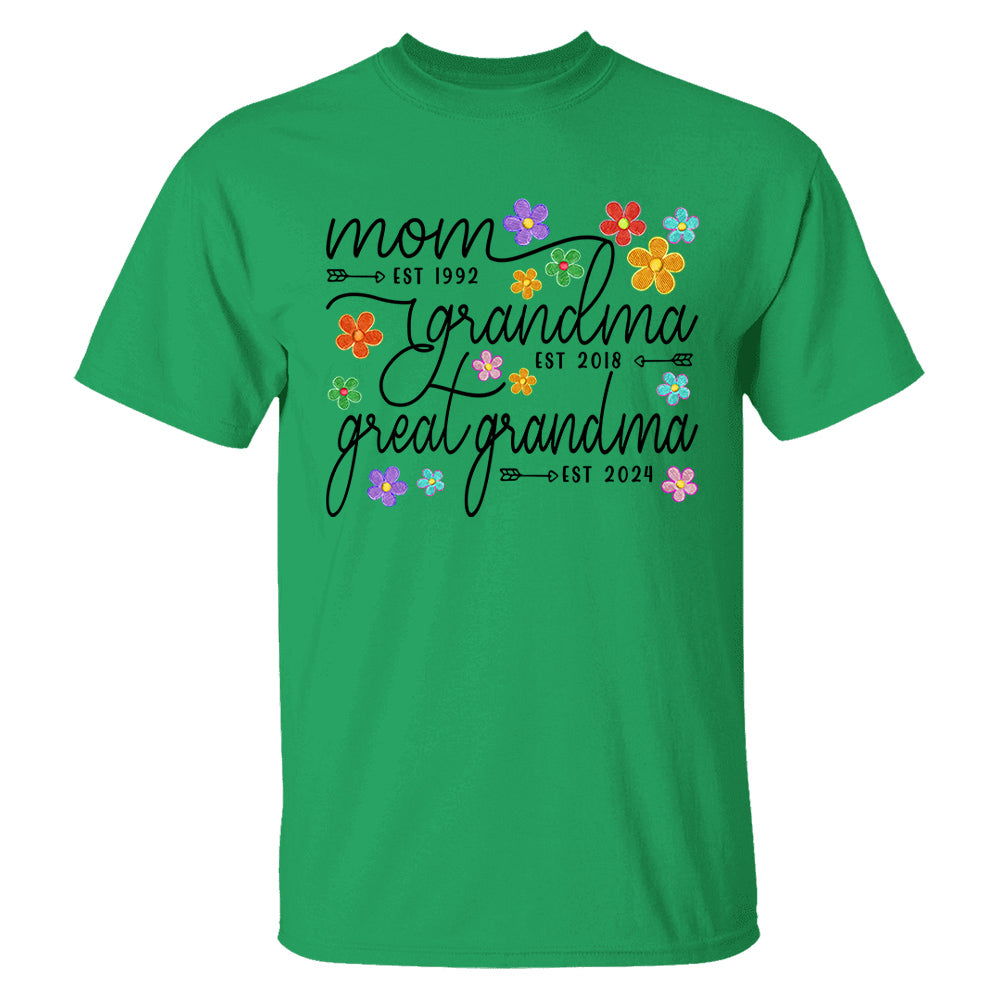 Mom Grandma Great Grandma Est Flower Color With Grandkids, Mother's Day Gift