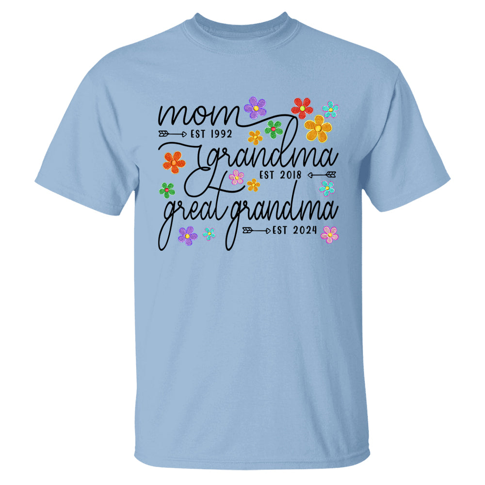 Mom Grandma Great Grandma Est Flower Color With Grandkids, Mother's Day Gift