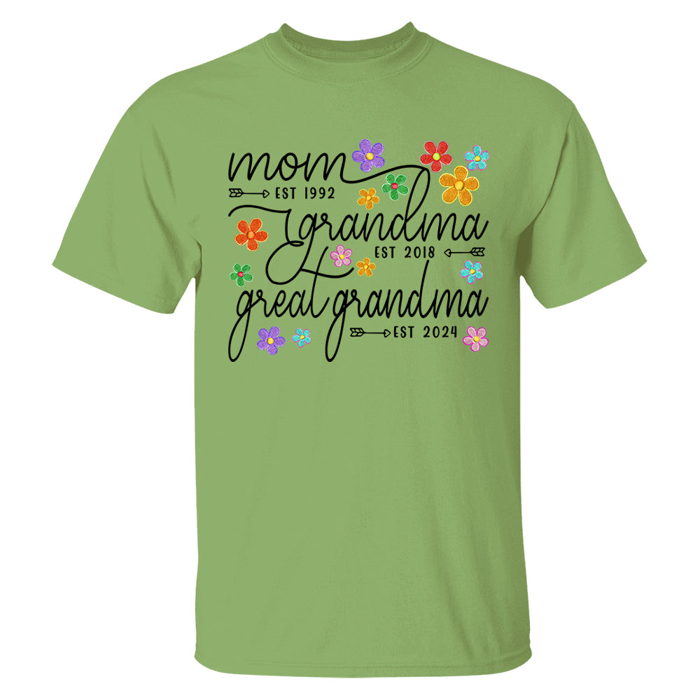 Mom Grandma Great Grandma Est Flower Color With Grandkids, Mother's Day Gift