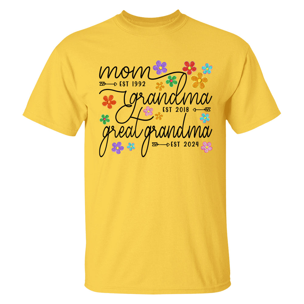 Mom Grandma Great Grandma Est Flower Color With Grandkids, Mother's Day Gift
