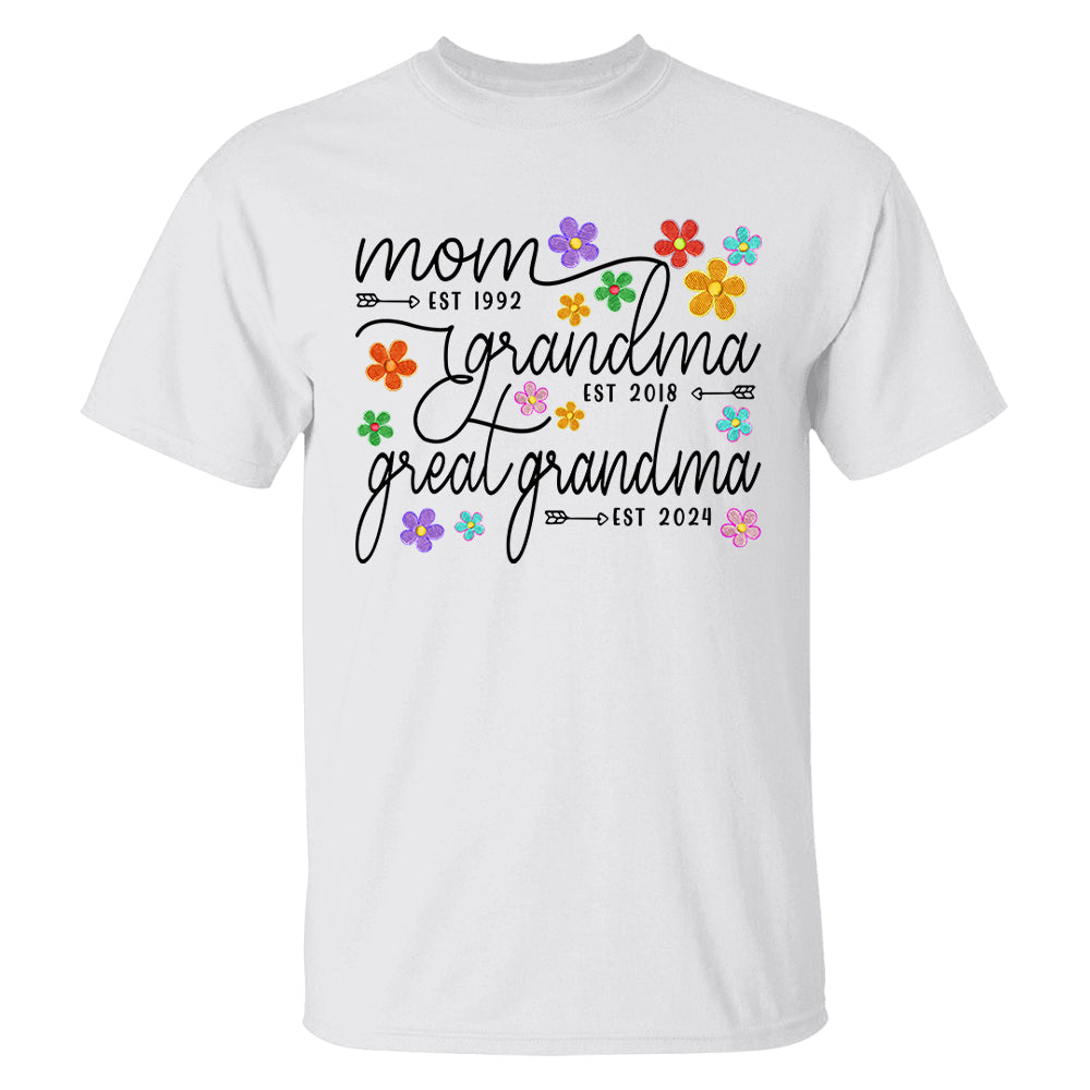 Mom Grandma Great Grandma Est Flower Color With Grandkids, Mother's Day Gift