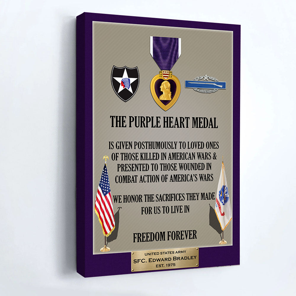 The Purple Heart Medal Custom Division And Badges Poster Canvas Gift For Combat Wounded Veterans Purple Heart Day H2511