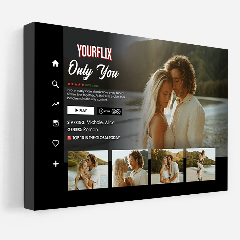 Personalized Couple Yourflix Movie Landscape Poster, Gift for Couples Anniversary Movie Poster Pa00