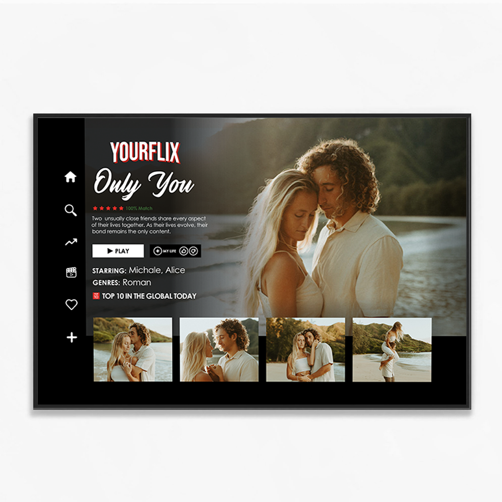 Personalized Couple Yourflix Movie Landscape Poster, Gift for Couples Anniversary Movie Poster Pa00