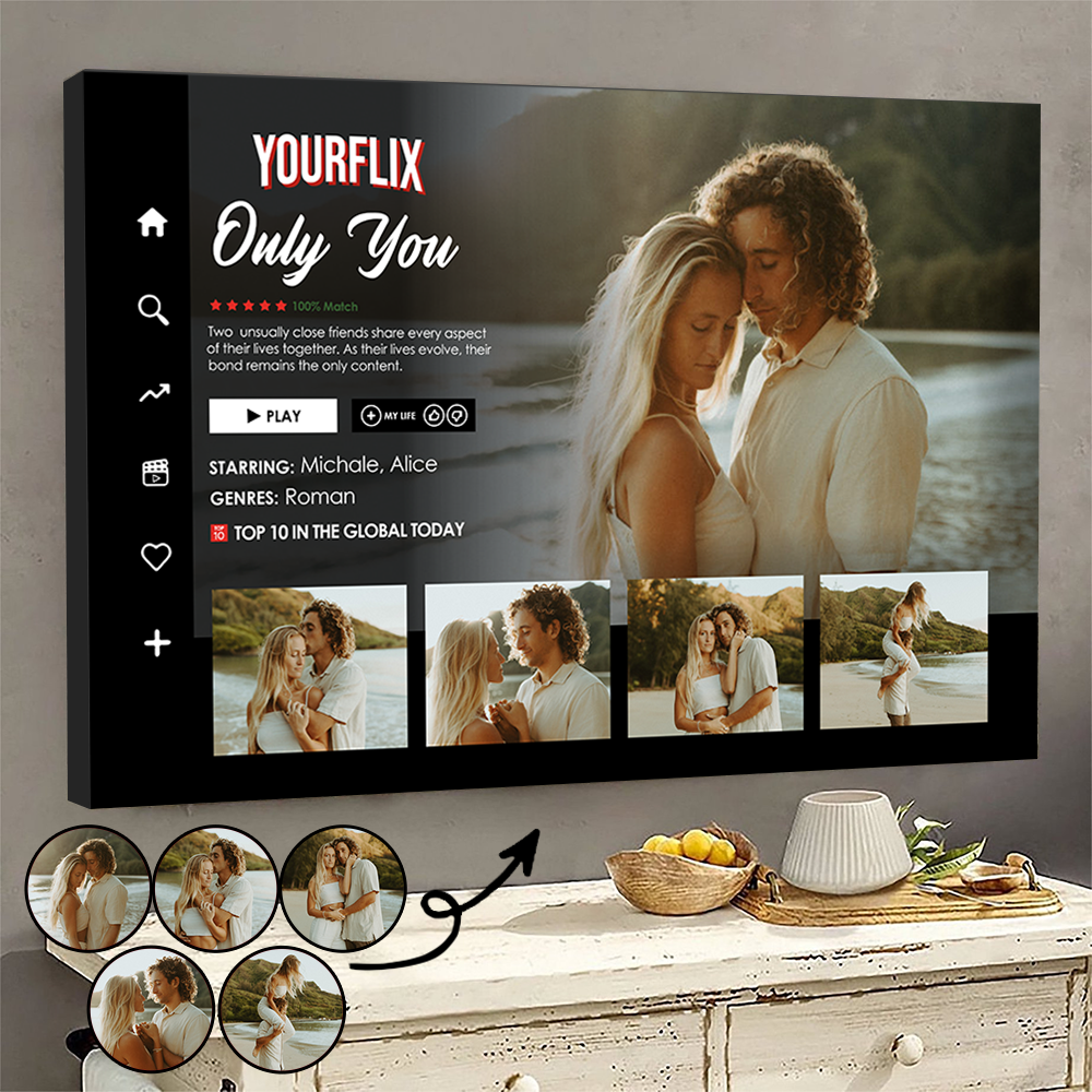 Personalized Couple Yourflix Movie Landscape Poster, Gift for Couples Anniversary Movie Poster Pa00