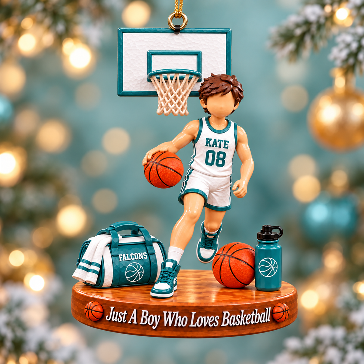 Just A Boy Who Loves Basketball,Personalized Basketball Boy Girl Christmas Ornament, Basketball Gift Na02 NV01 KL07