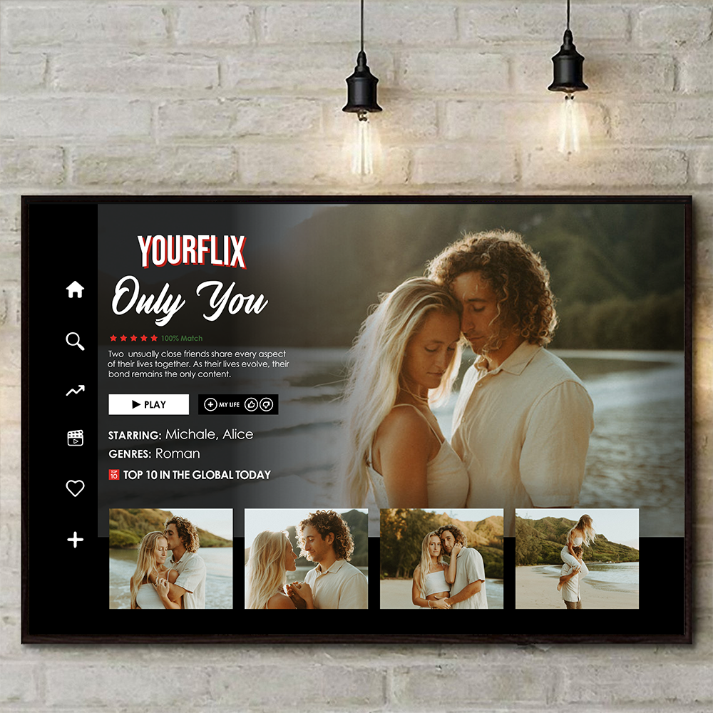 Personalized Couple Yourflix Movie Landscape Poster, Gift for Couples Anniversary Movie Poster Pa00