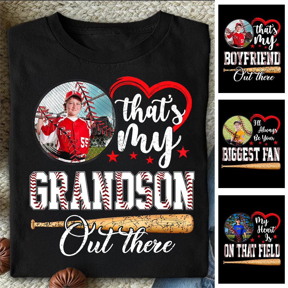 That's My Grandson Out There - Custom Upload Photo Baseball Shirt Pt99