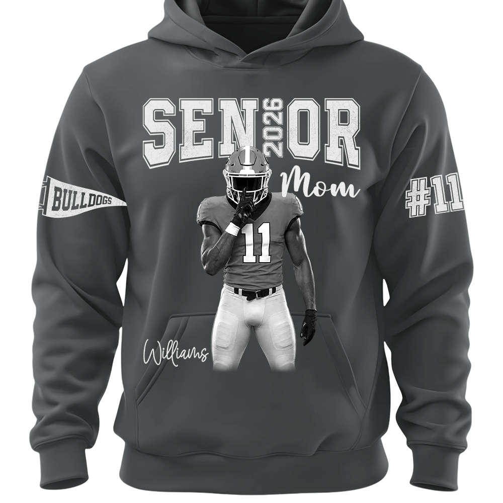 Custom Player Name and Number T-Shirt, Personalized Football Senior Mom Tee, Football Game Day Gift Na02 Hv01