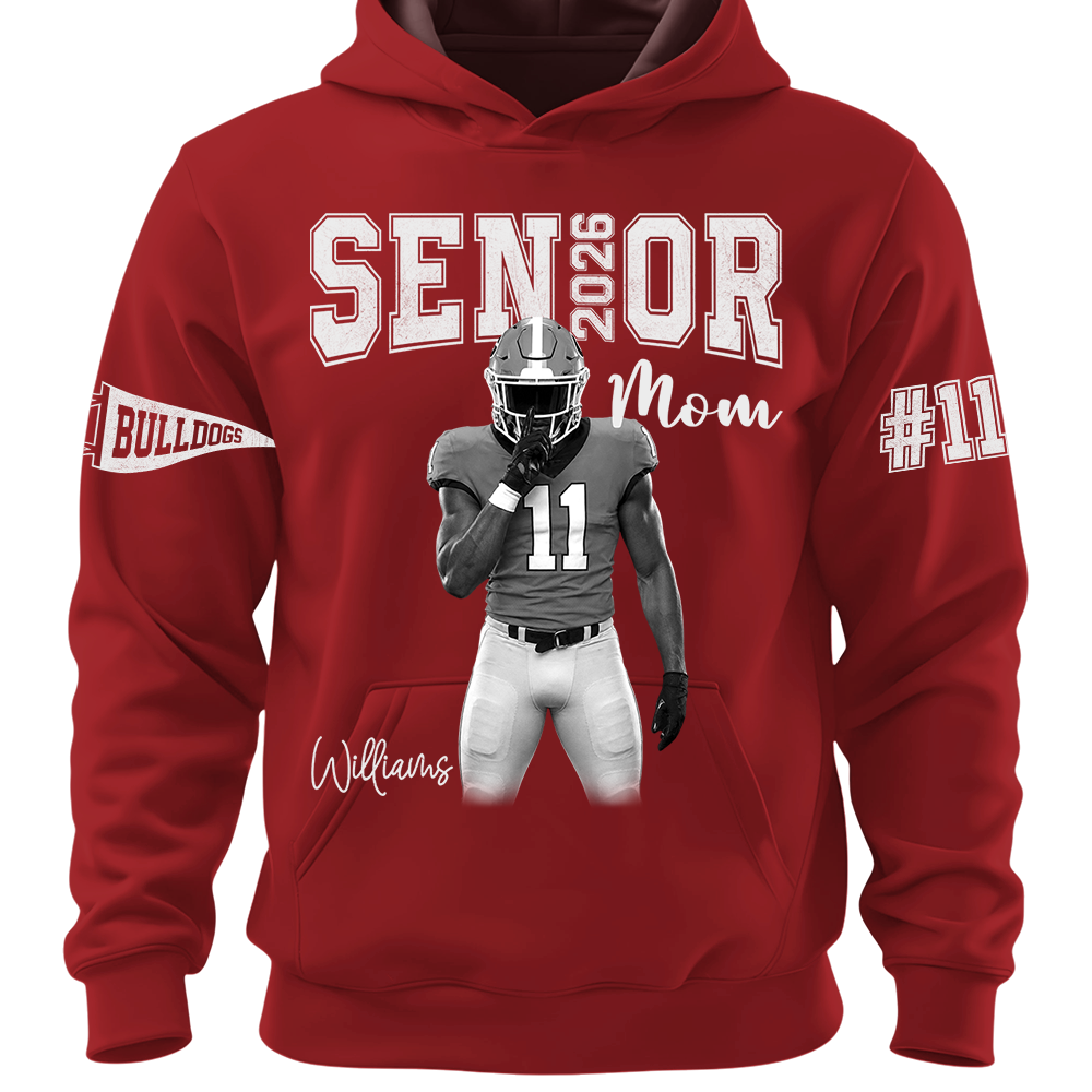 Custom Player Name and Number T-Shirt, Personalized Football Senior Mom Tee, Football Game Day Gift Na02 Hv01