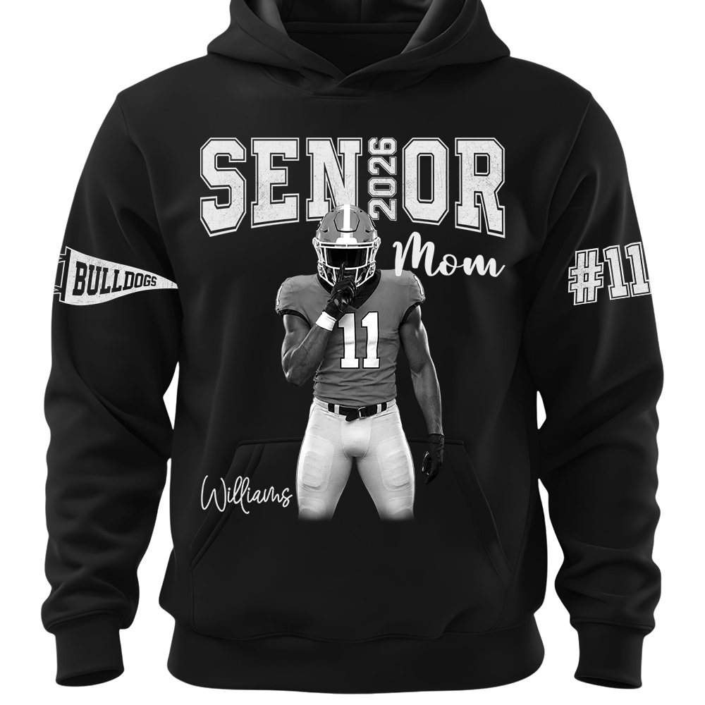 Custom Player Name and Number T-Shirt, Personalized Football Senior Mom Tee, Football Game Day Gift Na02 Hv01