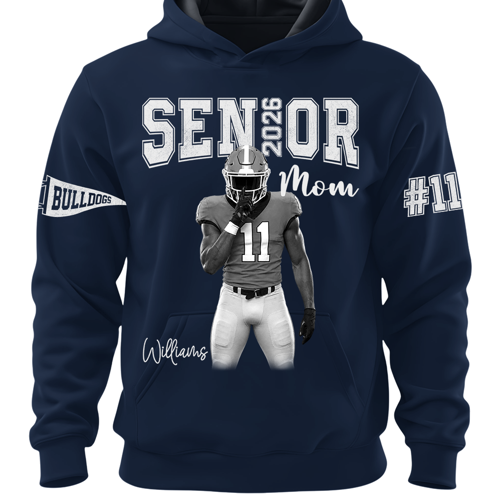 Custom Player Name and Number T-Shirt, Personalized Football Senior Mom Tee, Football Game Day Gift Na02 Hv01