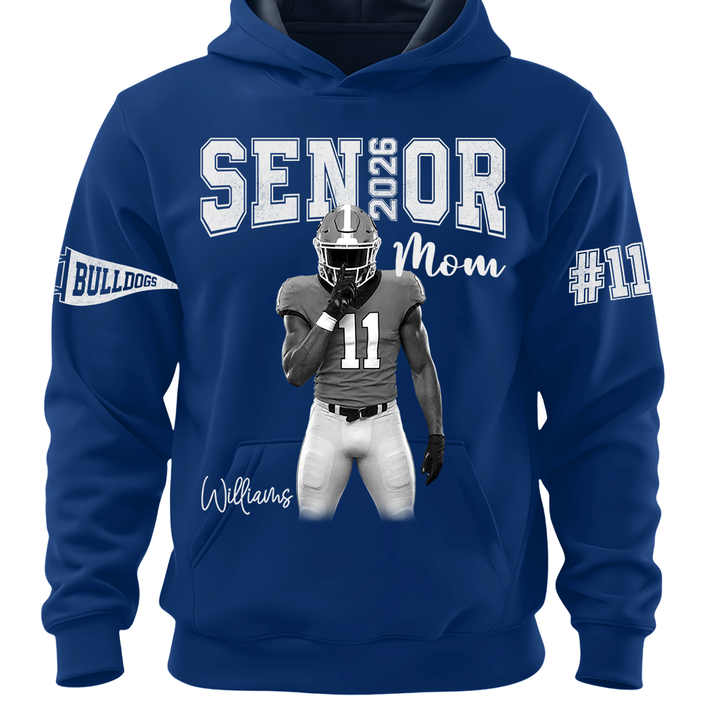 Custom Player Name and Number T-Shirt, Personalized Football Senior Mom Tee, Football Game Day Gift Na02 Hv01