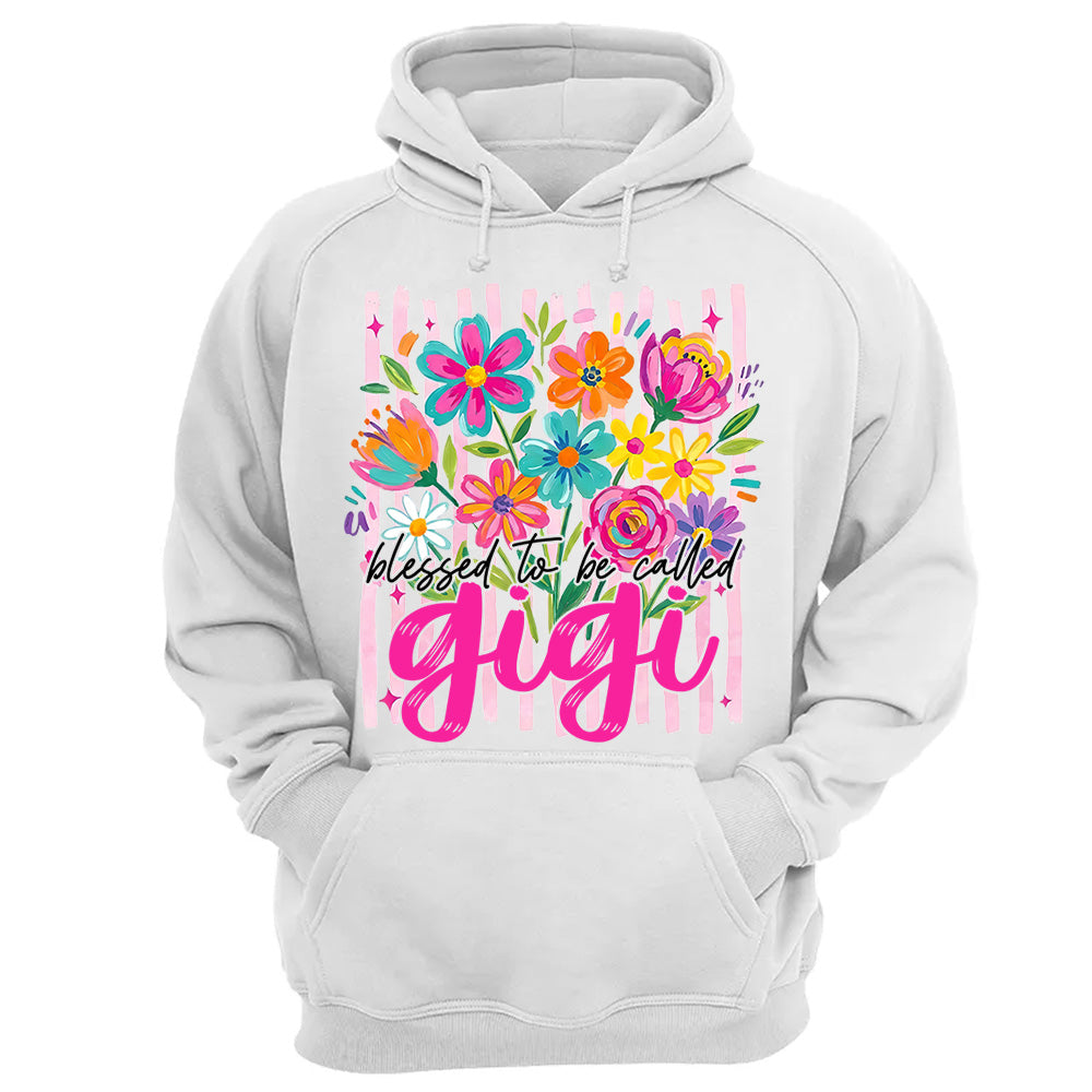Blessed To Be Called Gigi, Personalized Grandma Shirt With Grandkids Name, Striped Boho Floral Brushstroke Custom Nickname Gigi Nini Nana Mimi, Gift For Grandma For Mom, Best Gifts For Mother's Day MI209 VH01