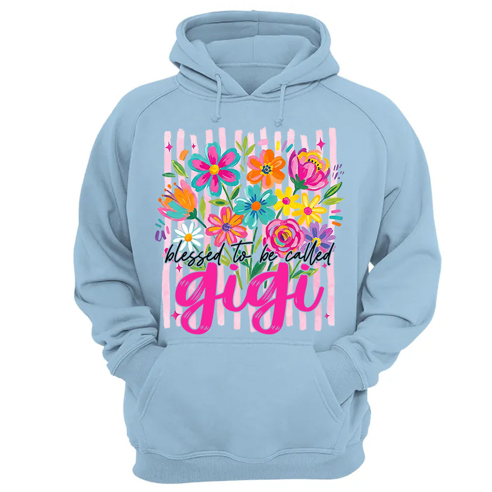 Blessed To Be Called Gigi, Personalized Grandma Shirt With Grandkids Name, Striped Boho Floral Brushstroke Custom Nickname Gigi Nini Nana Mimi, Gift For Grandma For Mom, Best Gifts For Mother's Day MI209 VH01