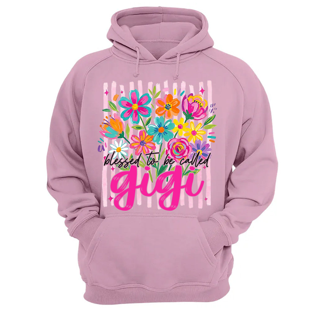 Blessed To Be Called Gigi, Personalized Grandma Shirt With Grandkids Name, Striped Boho Floral Brushstroke Custom Nickname Gigi Nini Nana Mimi, Gift For Grandma For Mom, Best Gifts For Mother's Day MI209 VH01