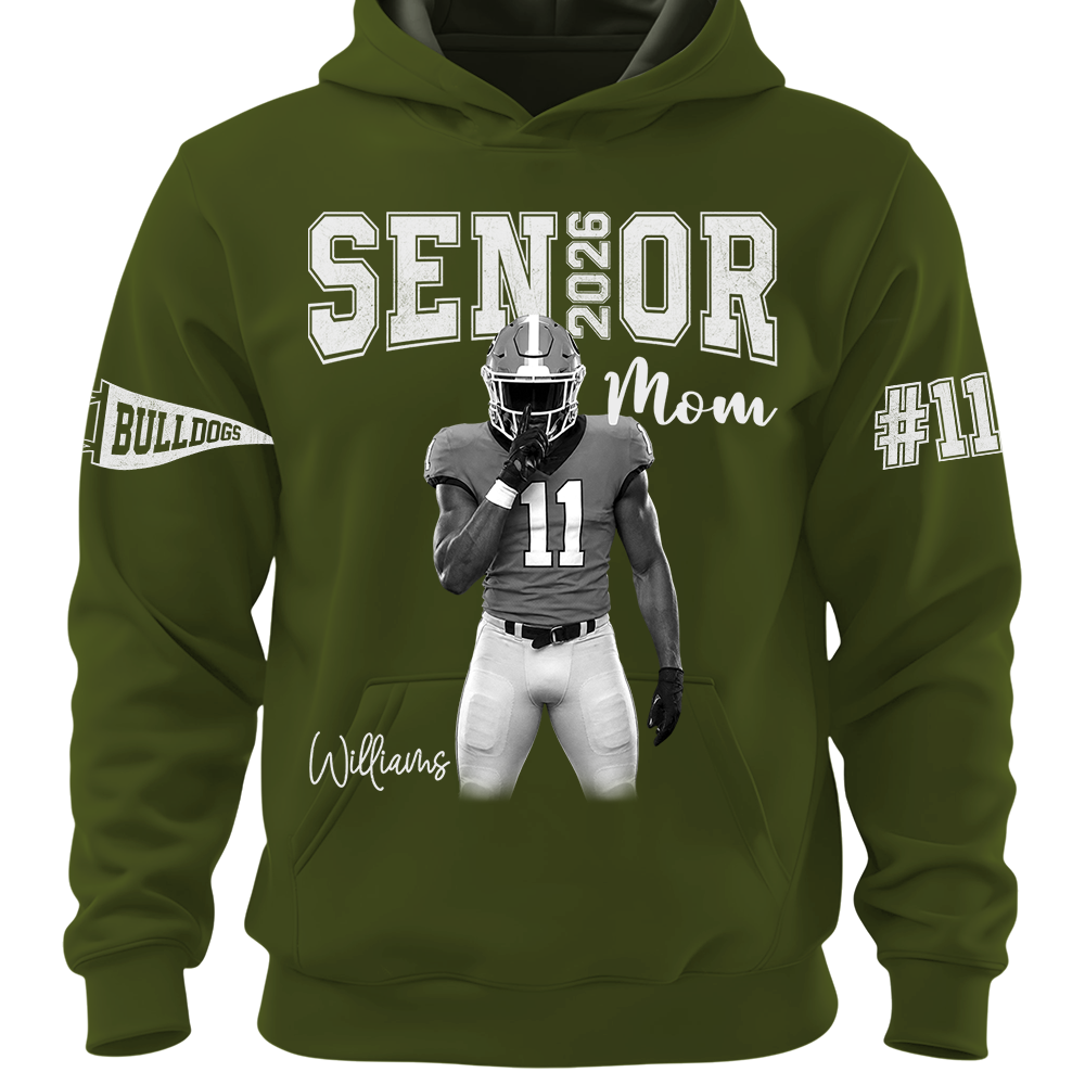 Custom Player Name and Number T-Shirt, Personalized Football Senior Mom Tee, Football Game Day Gift Na02 Hv01