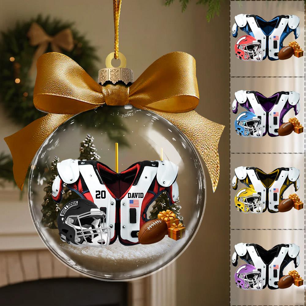 Personalized Football Transparent Ornament - Gift For American Football Lovers Nh00