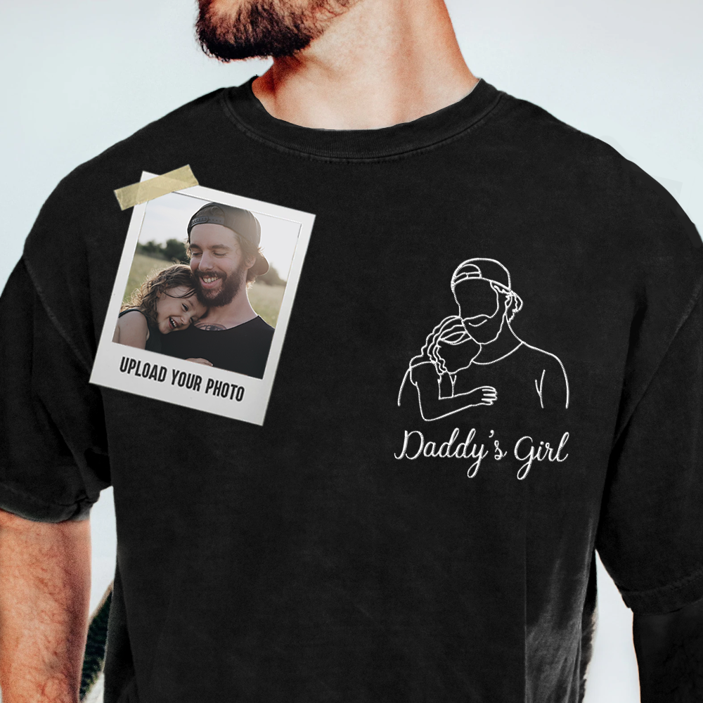 Custom Photo Shirt For Dad, Dad Portrait Embroidered Shirt From Photo, New Dad Shirt, Fathers Day Gifts, Gift For Husband