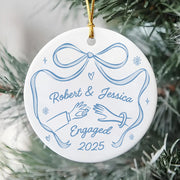 First Christmas Engaged Personalized Ceramic Ornament, Custom Engagement Gift for Couples, Custom Engagement Christmas Keepsake, Engaged Christmas Ceramic Ornament Do99