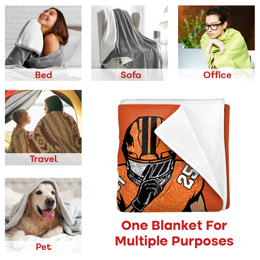 American Football Custom Blanket Gift For Football Player - Personalized Gifts For Football Lovers Na02 Li29