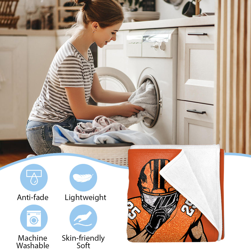 American Football Custom Blanket Gift For Football Player - Personalized Gifts For Football Lovers Na02 Li29