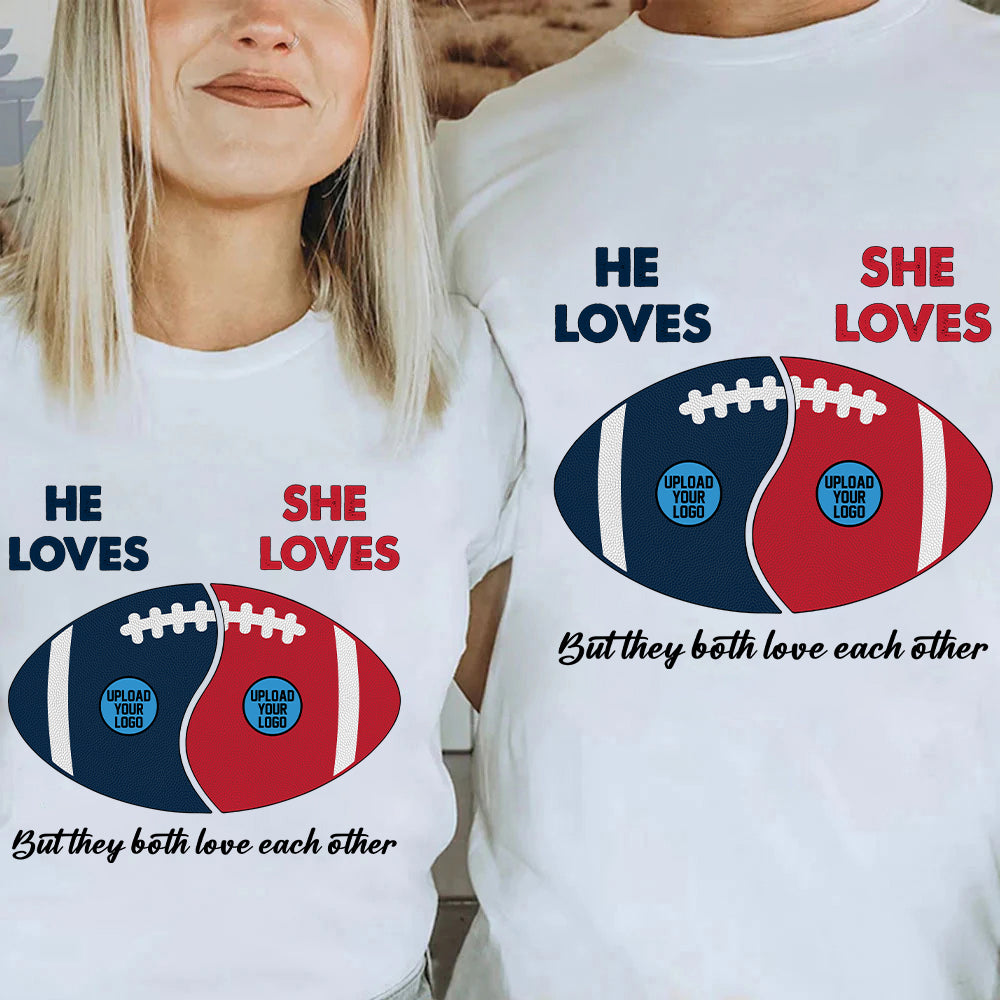 Custom Football Team Logo Gifts For Couple Shirt - Personalized American Football Shirts Tu20