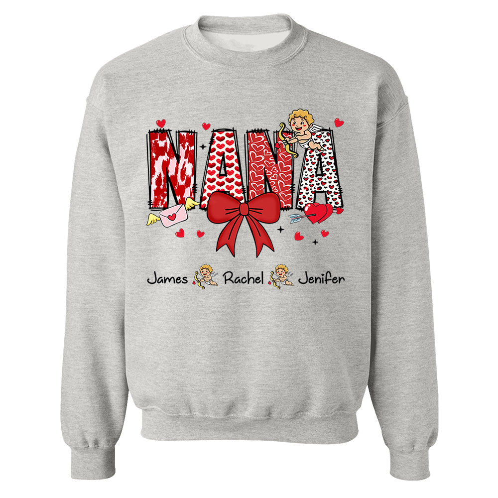 Personalized Valentine Mama Coquette Shirt For Mimi Nana Mom Grandma - Custom Kid Names Tu20