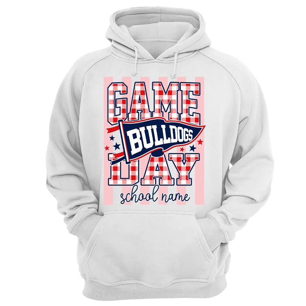 Game Day Striped School Mascot Shirt, Personalized Football School Spirit, Gifts For Teacher Student MI209 Hv01