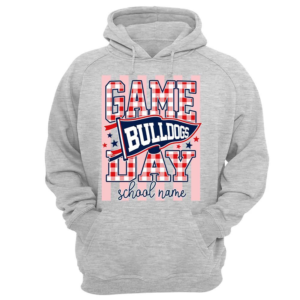 Game Day Striped School Mascot Shirt, Personalized Football School Spirit, Gifts For Teacher Student MI209 Hv01