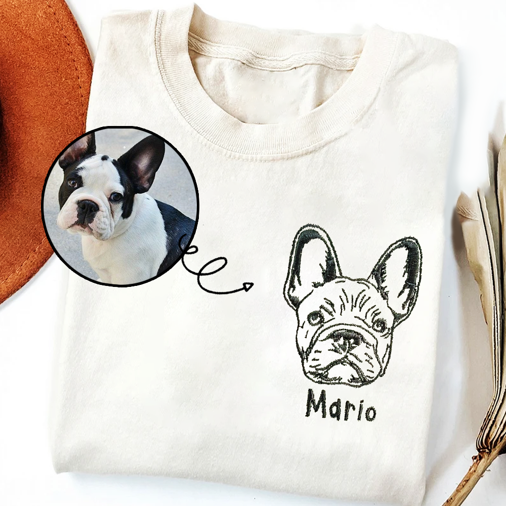Embroidered Pet Face&Name Sweatshirts,Custom Embroidered Pet Sweatshirts,Custom Dog Sweatshirts,Special Birthday Gift for Dog Mom Dog Dad