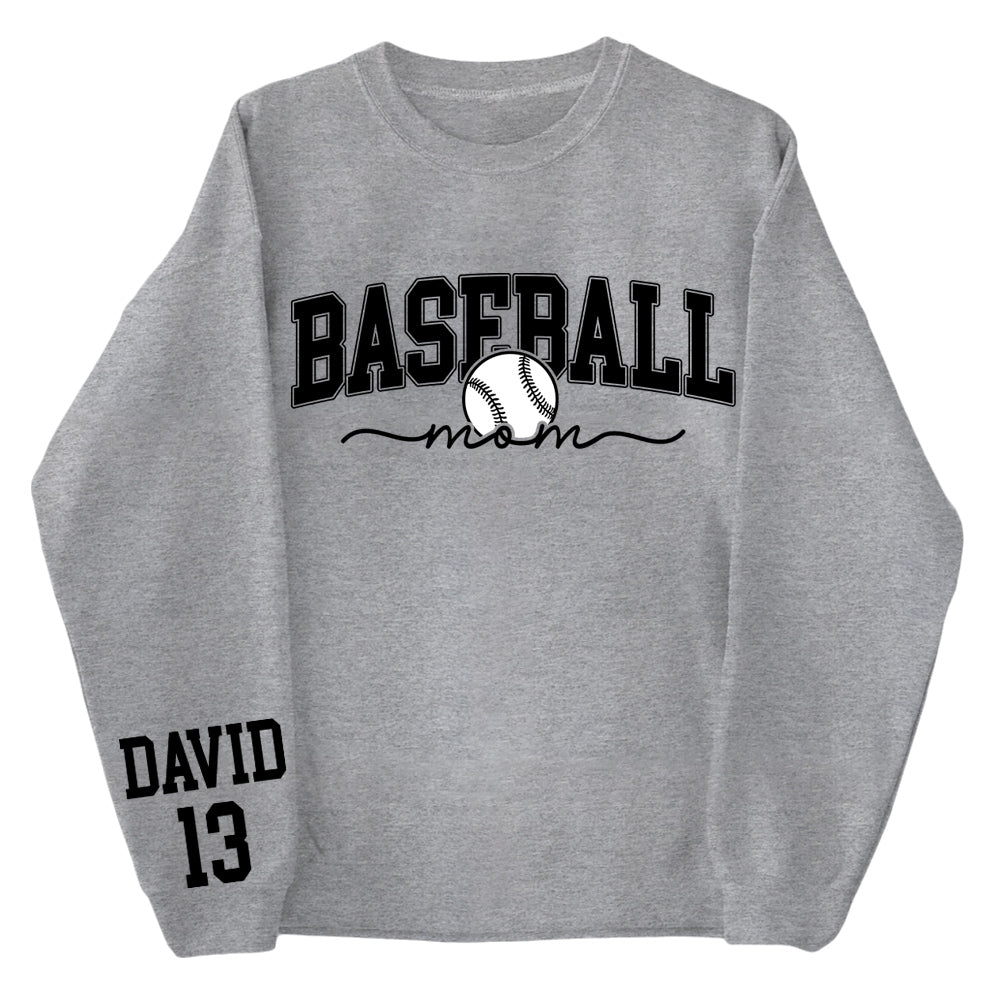 Personalize Baseball Mom Kids Name On Sleeve Sweatshirt, Mom Baseball Sweater, Baseball Mama Shirt, Gift for Baseball Mom, Fall Baseball Season Shirt Do99
