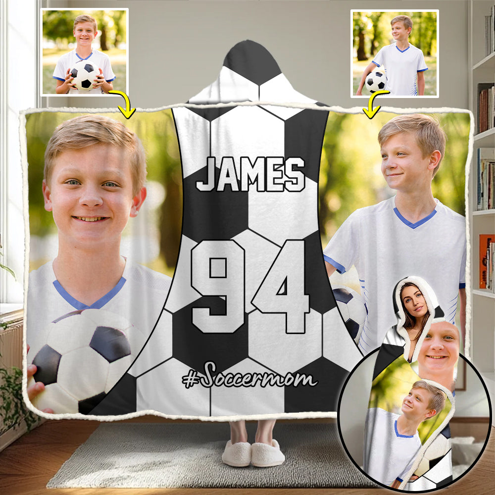 Custom Name & Photo Soccer Mom - Personalized Photo Wearable Blanket Hoodie Tu20